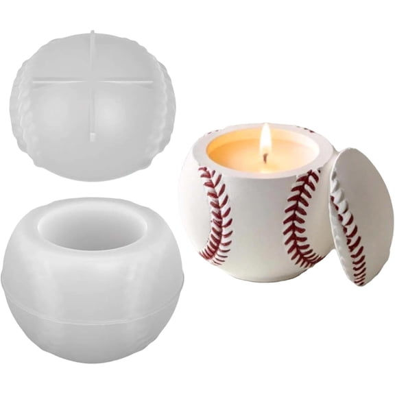 Baseball Silicone Mold, Storage Box & Plant Pot Silicone Molds for Epoxy Resin, Concrete, Plaster, Sports Ball Theme Mold DIY Home Ornament(Q)