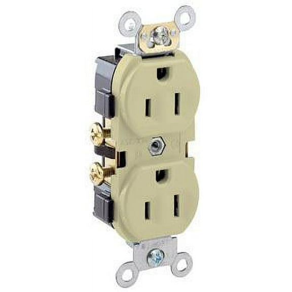 Leviton 5014-ISP 15 Amp, 125 Volt, Receptacle Duplex, 2-Pole, 3-Wire, Commercial Grade, Ivory