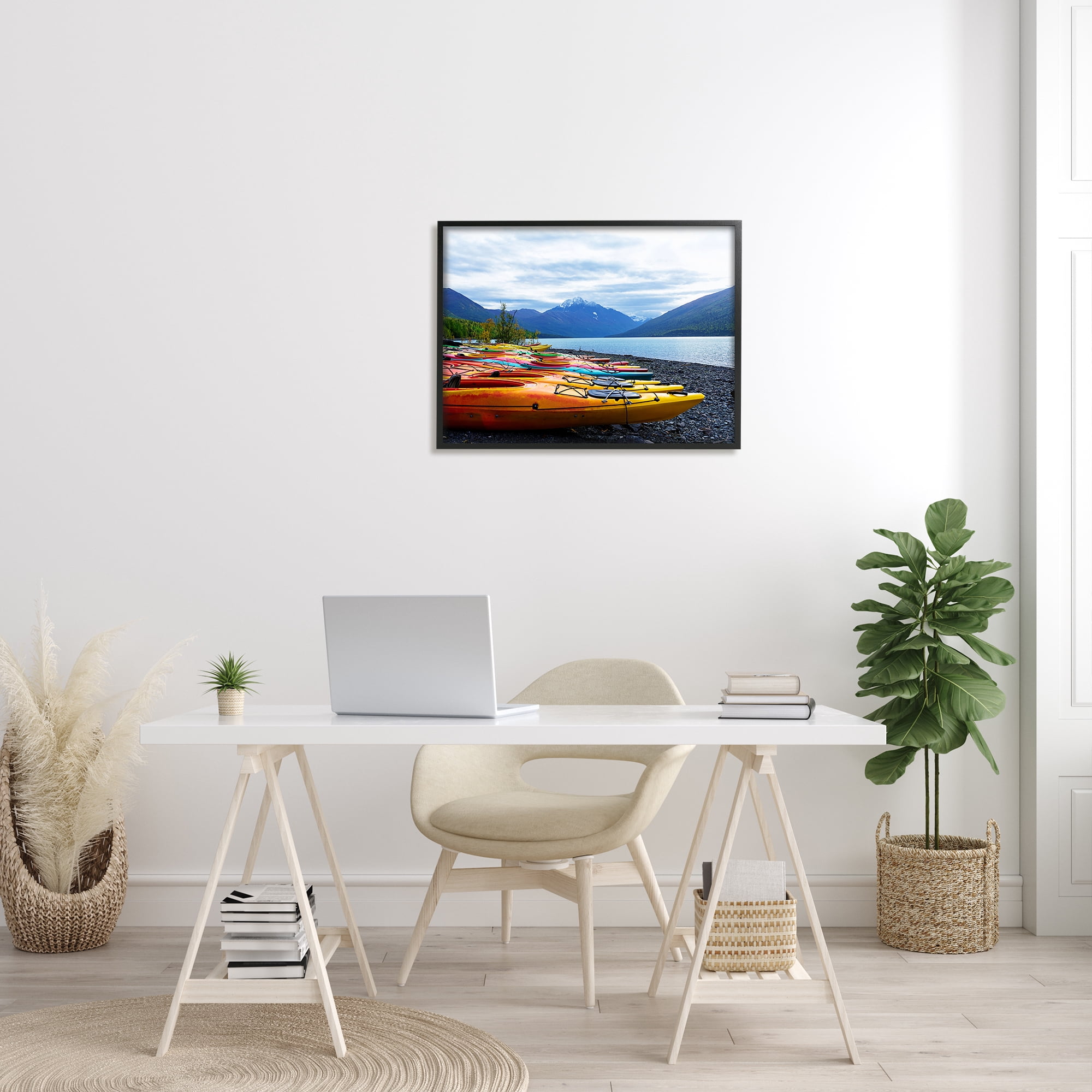 Stupell Industries Row of Kayaks Mountain Peak Lake Landscape, 24 x 30, Designed by Kali Wilson
