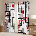 thumbnail image 2 of Homewish Patchwork Geometric Checkered Curtains Pack of 2 (42x84 Each),Striped Lines Pattern Curtains Blackout,White Red Gray Bedroom Curtains For Men Women,Super Cozy Room Decor, 2 of 6