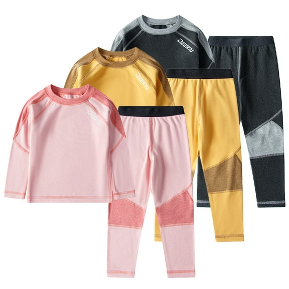 Esaierr Kids 2PCS Thermal Underwear Set Toddler Girls Boys Winter Warm Long Pants   Long Underwear Comfort Set for 2-14Y