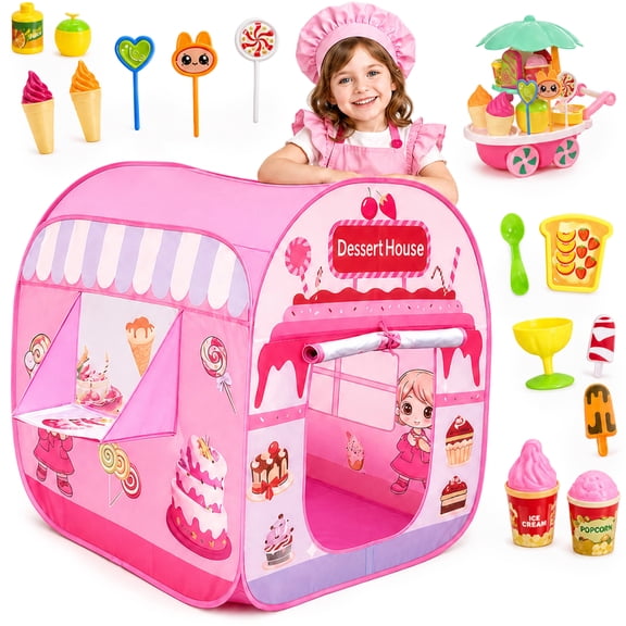 Flynow Pop up Play Tent for Kids Aged 3-5 Years Old Boys and Girls Ball Pit : Dessert Playhouse Toy Play Tents for Toddlers 3-5 Kids Tent Indoor Outdoor Playhouse Toys for 3 Year Old