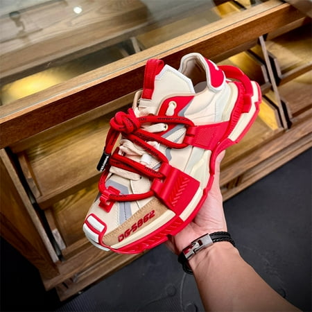 

European Station round toe platform lace-up color matching sports casual shoes women‘s Korean-style all-match daddy shoes trendy DG2023 New