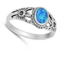 thumbnail image 4 of CHOOSE YOUR COLOR Flower Blue Simulated Opal Wholesale Ring .925 Sterling Silver Band CZ Female Size 7, 4 of 4