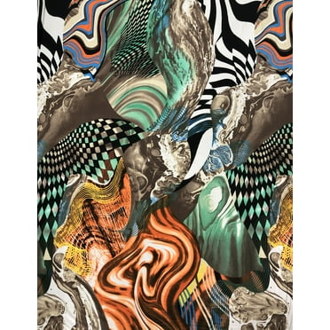 Big Abstract Print Design on Polyester Spandex Fabric by The Yard