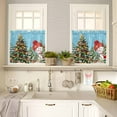 thumbnail image 4 of Sky Blue Snowman Christmas Kitchen Curtains and Valances Set, Xmas Tree Winter Snowflake Rod Pocket Window Valance 18 Inch Window Curtain Panels for Living Room Bedroom Laundry, 27.5x24in, 3 Pieces, 4 of 7