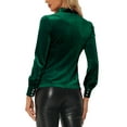 thumbnail image 3 of INSPIRE CHIC Women's Retro Velvet Tie Neck Long Sleeve Casual Work Blouse Top L Dark Green, 3 of 6