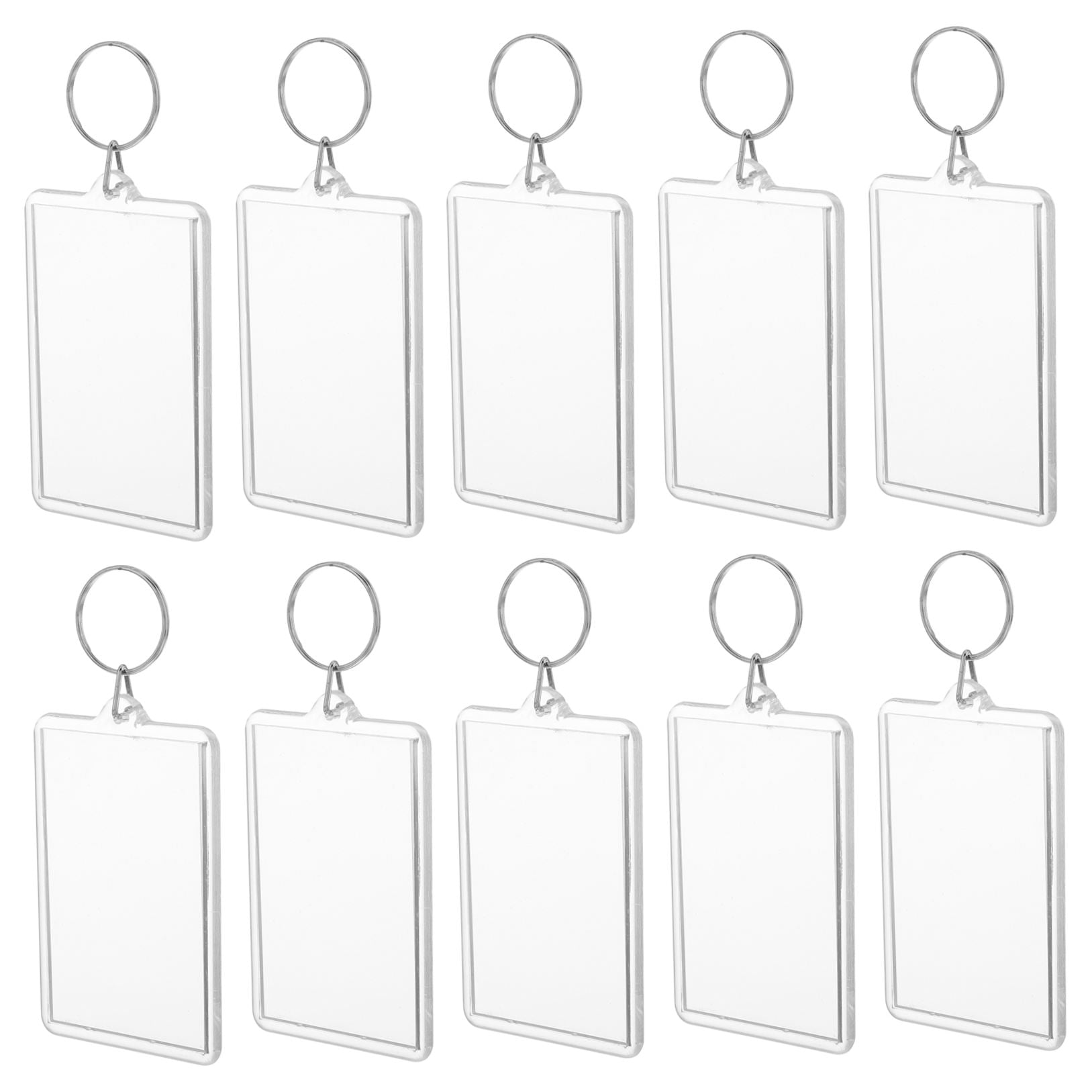 OUNONA 50 Pcs Plastic Keychain Blank Clear Rectangle Keyring Holder Picture Keychain Ornaments Photo Insert Keychain For Diy Projects And Craft