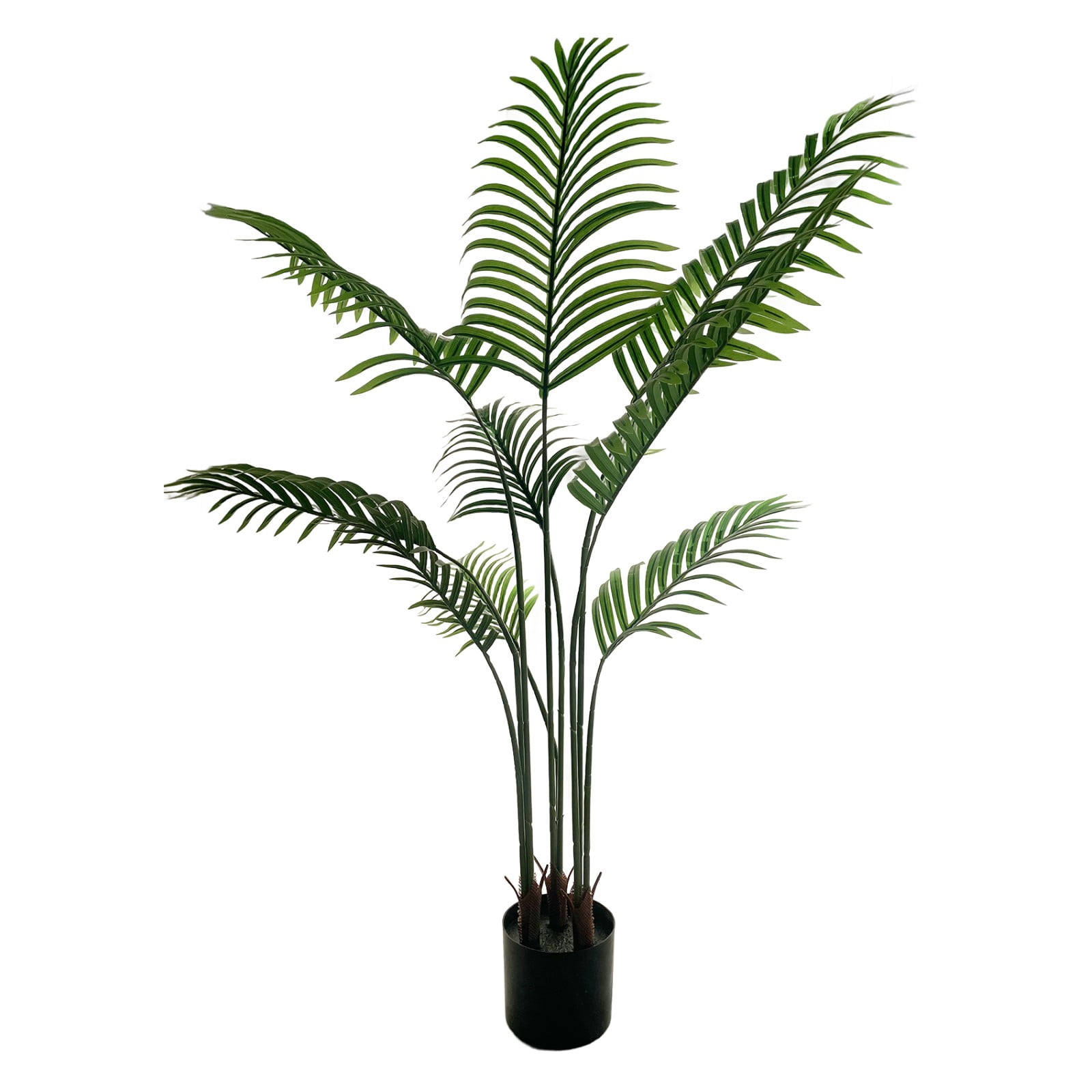 BEAUTYPEAK 4FT Artificial Palm Plants Fake Pre Potted Faux Green Tree Fake House Plants Indoor Outdoor Floor Plant
