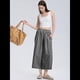 thumbnail image 5 of Pantalones Palazzo de Algodón A Cuadros para Mujer, Cintura Elástica, con Bolsillos, para Verano Negro L, 5 of 8