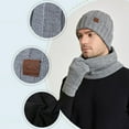 thumbnail image 3 of Njoeus 3 Piece Winter Hat Scarf & Gloves Set for Men Women, Knit Slouchy Beanie Hat & Neck Warmer & Gloves, 3 of 8