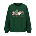 thumbnail image 6 of GuzomFashion Womens Christmas Sweatshirt Waffle Knit Crew Neck Long Sleeves, Tis The Season Graphic, Green,Size XL, 6 of 6