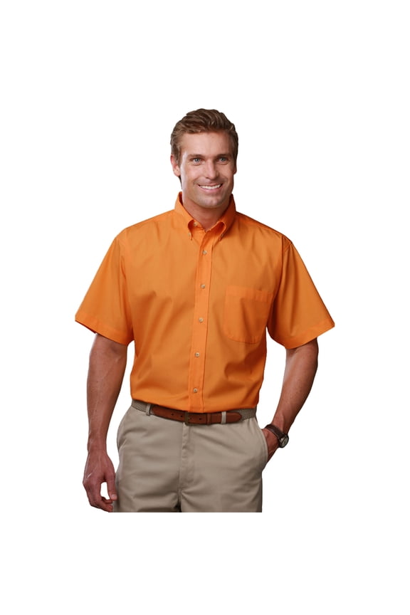 MENS SHORT SLEEVE TEFLON TWILL - ORANGE MEDIUM SOLID