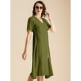 thumbnail image 5 of Moomaya Womens Front Slit Dress, V Neck Short Sleeves Summer Midi Dress, 5 of 7