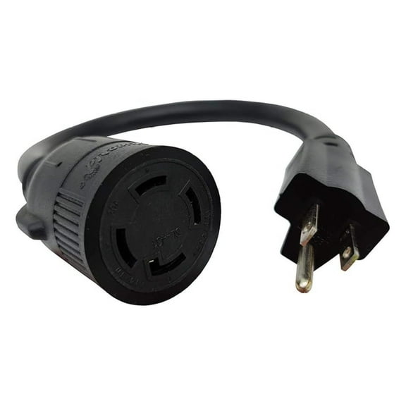 L14-30 to 5-15 Adapter Cord - 18 Inch 10AWG Power Adapter, 5-15P Male to L14-30R Female, Heavy Duty STW Cable for Generator & Industrial Use