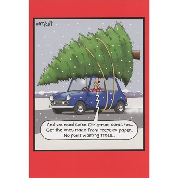 NobleWorks, Wasting Trees - 12 Funny Christmas Cards Boxed - Bulk Set, C7700XSG-B12x1