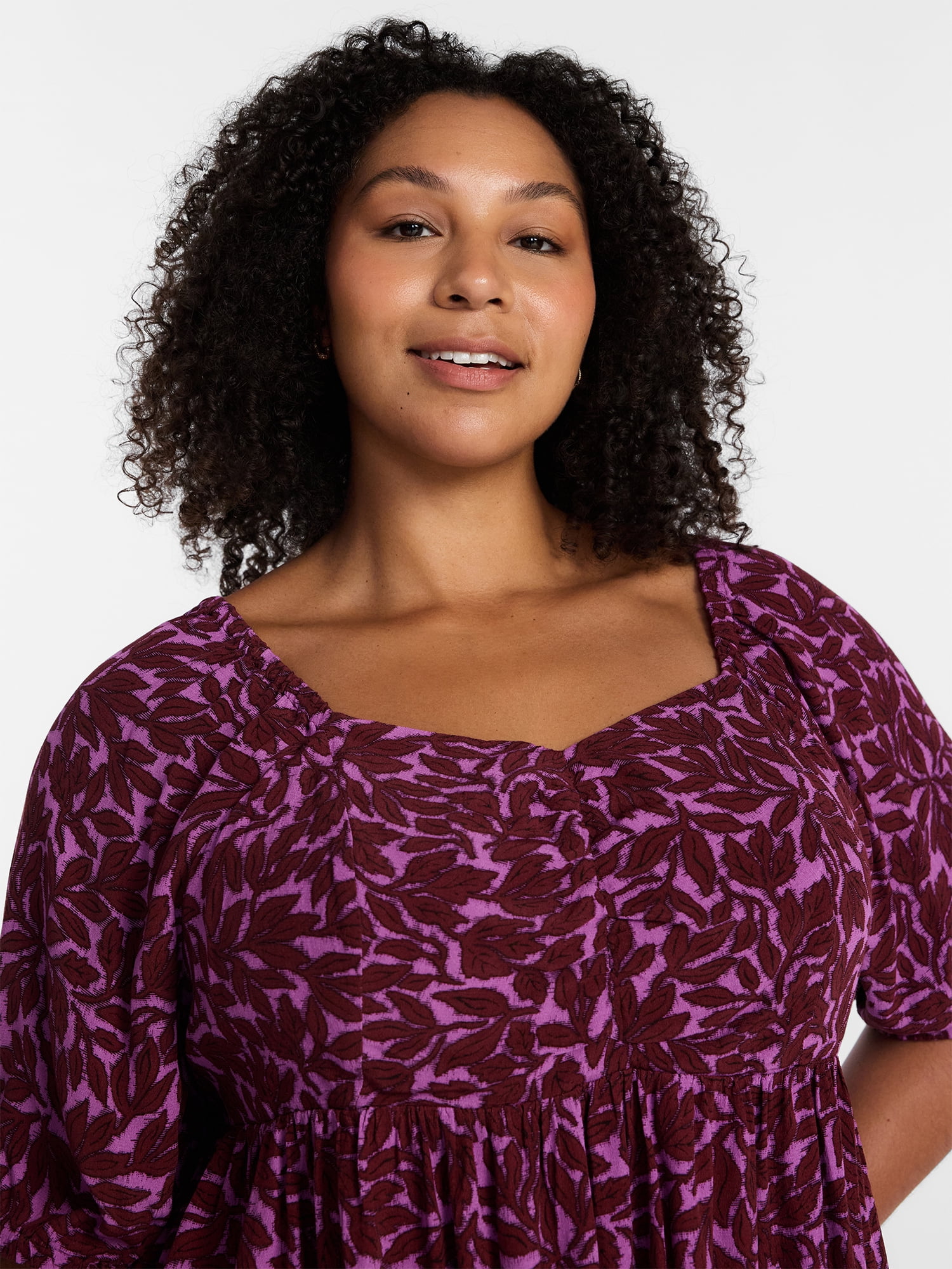 Terra & Sky Women's Plus Peplum Sweetheart Top, Sizes 0X-5X