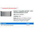 thumbnail image 2 of Radiator - Compatible with 2007 - 2013 Chevy Avalanche 5.3L V8 2008 2009 2010 2011 2012, 2 of 2