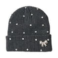 thumbnail image 4 of Bibifish Womens Knit Beanie Hat With Rhinestone & Bow Decoration Shiny Stretchy Soft Beanie Midweight Breathable Fall Daily Wear Stylish Trendy Hats, 4 of 4