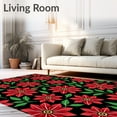 thumbnail image 2 of ODIKA 5'x7' Machine Washable Non-Slip Area Rug, Vintage Poinsettia Bloom Motif Slip Resistant Seasonal Trio High Traffic Rug with Pad, Black, 621811, 2 of 8