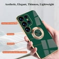thumbnail image 4 of Compatible with Samsung Galaxy S23 Ultra Case with Ring Holder Pink, Aesthetic Phone Case Samsung S23 Ultra Case Silicone Soft TPU Slim Cover Shockproof Luxury with Kickstand (Dark Green), 4 of 14