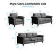 thumbnail image 2 of CECER 3 Pieces Living Room Sofa Set with Nailhead Trim,Linen Fabric Sectional Sofa and Couch Set for Living Room,Including 3-Seater Sofa,Loveseat and Armchair,Dark Grey, 2 of 5