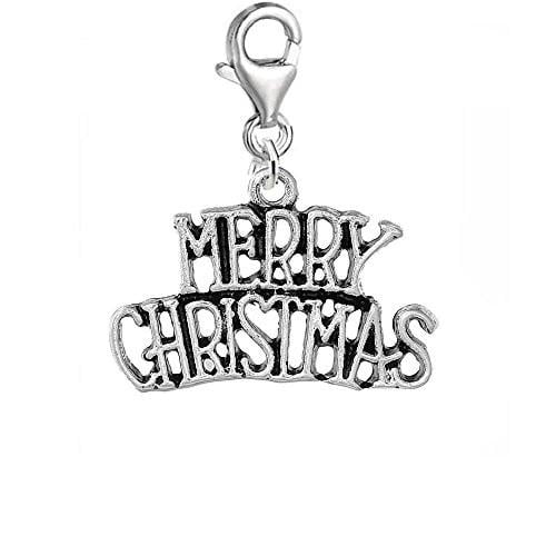 Merry Christmas Clip on Charm Pendant for Necklace or Bracelet