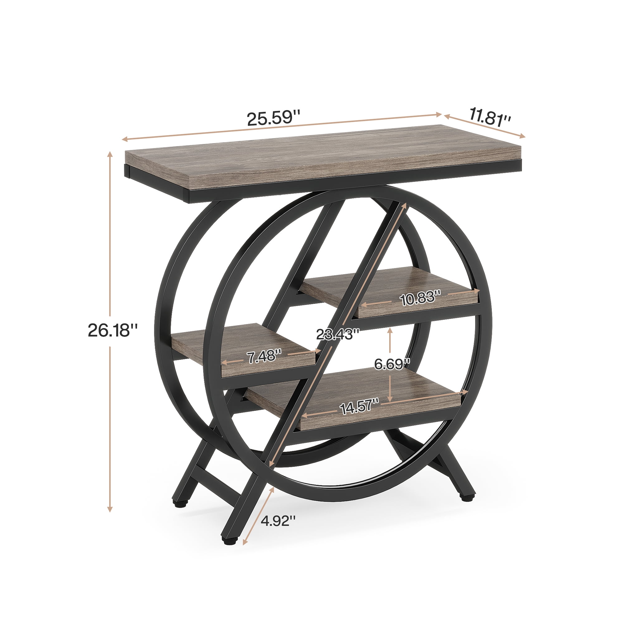 MAYEERTY 4-Tier Storage Side Table, Industrial End Table with Staggered Design, Multi-Purpose Snack & Laptop Table for Small Spaces