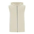 thumbnail image 4 of Wyobmus Mens Loose Fit Sleeveless Hooded Tops Lightweight Zip Up Hooded Tank Tops Bodybilding Gym Sweatshirt Vest Twill Hoodies With Pockets Beige, 4 of 6