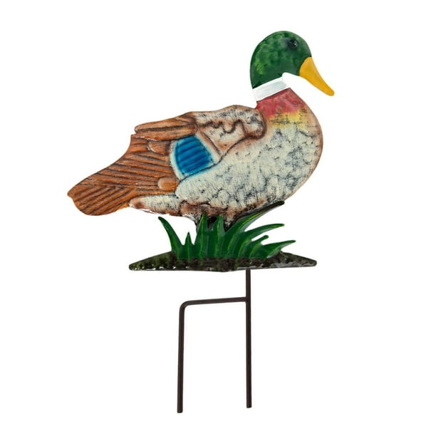 Figura decorativa de estaca de jardín de hierro con diseño de pato de Los 365x245cm