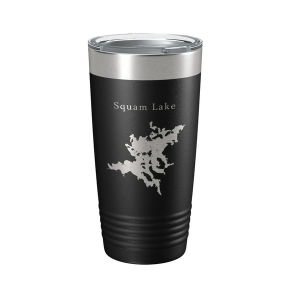 Squam Lake Map Tumbler Travel Mug Insulated Laser Engraved Coffee Cup New Hampshire 20 oz Black