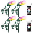 thumbnail image 1 of 4 Pack RGB Spotlight Outdoor for Christmas Waterproof LED Landscape Lighting with Timer 10 FT Power Extension Cord, 120V Remote Control Color Changing Spotlights for Yard Garden Lawn Green Green, 1 of 5