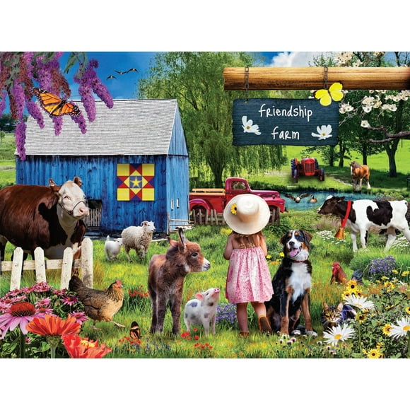 KI Puzzles 750 Puzzle for Adults Karen Burke Summer Farm 27x20 Country Farm Jigsaw Multicolor