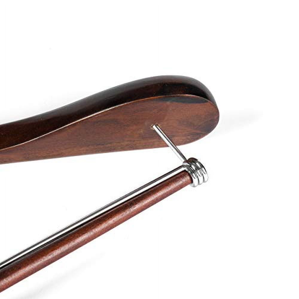 Quality Luxury Heavy Duty Wooden Suit Hangers Wide Wood Hanger for Coats and Pants with Locking Bar (6, Retro)