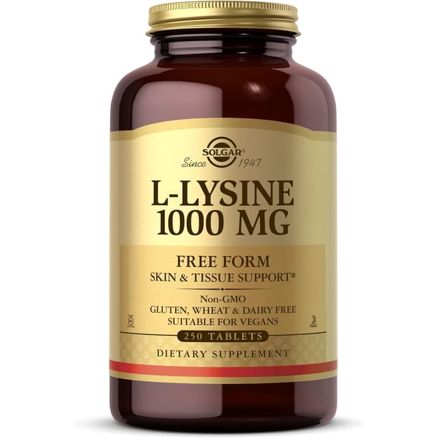Tabletas L-Lysine 1000 mg Solgar 0.0353 oz para piel saludable y labios
