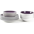 thumbnail image 3 of Stoneware Coupe Shape 18pc Dinnerware Set, Outside White + Inside Purple, 3 of 7
