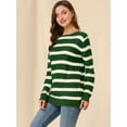 thumbnail image 4 of INSPIRE CHIC Women's Round Neck Long Sleeves Drop Shoulder Loose Striped Tunic Sweater, 4 of 6