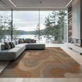 thumbnail image 2 of ODIKA 8'x10' Washable Area Rug Motif Concentric Wavy Tone Ridges Map Abstract Elevation Topographic Flowing for Dining Room, Large Office, Lounge, Non-Slip Chair-Friendly Mat, 2 of 7