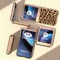 thumbnail image 5 of Case for Motorola Razr 40 Ultra, Luxury Leopard Print PU Leather Phone Cover Slim Fashion Design Plating TPU Drop Protective Phone Case for Motorola Razr 40 Ultra, Gold Leopard, 5 of 6