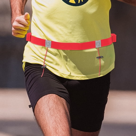 Pretyzoom Reflective Red Running Bib Holder Race Bib Belt for Home Use Made of Polyester Lightweight Size