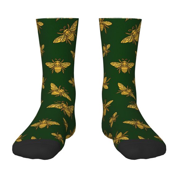 Fuzoiu Hohey Bee Print Kids Socks For Boys Girls,Grip Crew Socks with Non Slip,Lightweight Stretch Crew Socks,Toddlers Crew Boot Socks