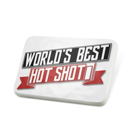 Porcelein Pin Worlds Best Hot Shot Lapel Badge –