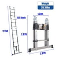 thumbnail image 2 of Extension Ladder 12.5ft A-Frame 6+6 Steps Heavy Duty Stainless Steel Telescoping Ladder New Design, 330lbs Max Load Capacity, EN131 Certificated, with Stabilizer Bar and Non Slip Rubber Feet, 2 of 9