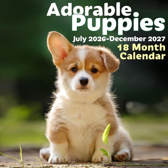 EcoEarth 18-Month Vertical Wall Calendar, Adorable Puppies, 11" x 22", 2026 - 2027 Calendar