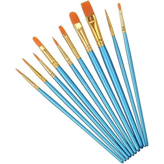 Paint Brush Set, Nylon Paint Brushes for Acrylic, Oil, Watercolor, 10 Brush Sizes