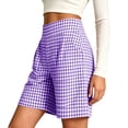 thumbnail image 5 of Hurxie Womens Gingham Lounge Shorts High Waisted Summer Pajama Beach Casual Loose Fit Summer Shorts with Pockets Purple,M, 5 of 6