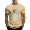 thumbnail image 3 of UVEASISHA Funny T Shirts for Men Short Sleeve Moonlight Lake Print T-Shirts Sketch Art Premium Tshirts Khaki L, 3 of 6