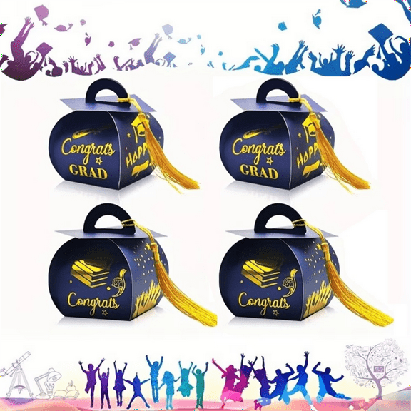 30 PCS Graduation Candy Boxes Cap Gift Box with Tassel, 2025 New Graduation Party Favors Boxes for Congrats Grad,30 * Graduation Candy Boxes,Blue