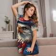 thumbnail image 3 of Xecao Surreal Bald Eagle Gentleman for Women's Loose Nightgown Sleepwear Short Sleeves Shirt Casual Print Sleepdress, 3 of 6