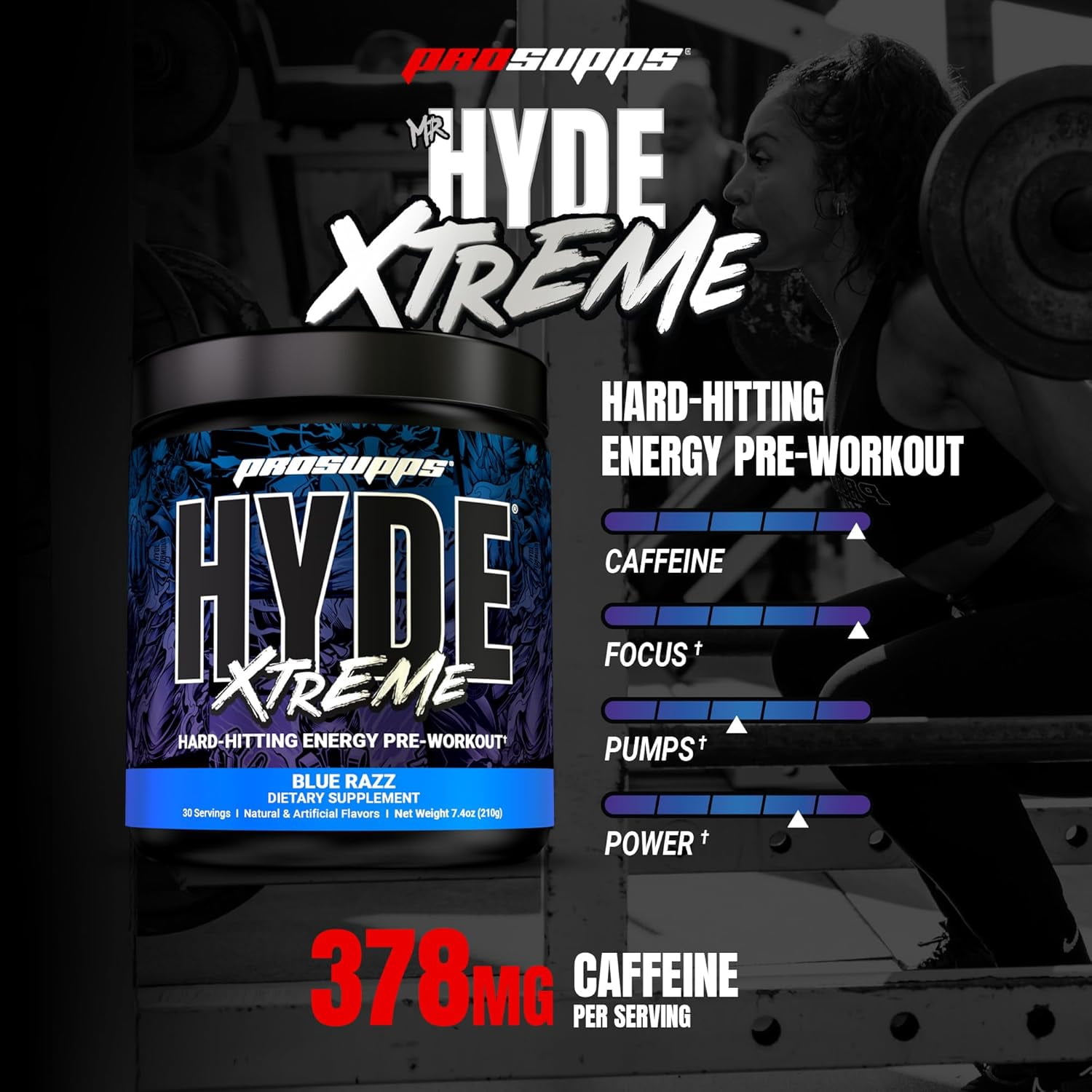 PROSUPPS Mr. Hyde Xtreme Pre-Workout Powder Energy Drink (30 Servings, Blue Razz)